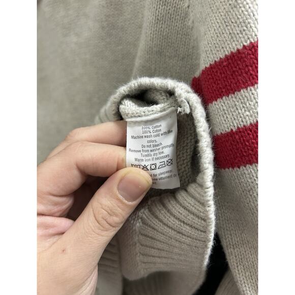 Janie And Jack Gray Hooded Sweater With Red Stripe - Picture 4 of 4